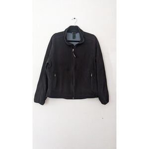LL Bean Fleece Zip Front Jacket Black, Size Large